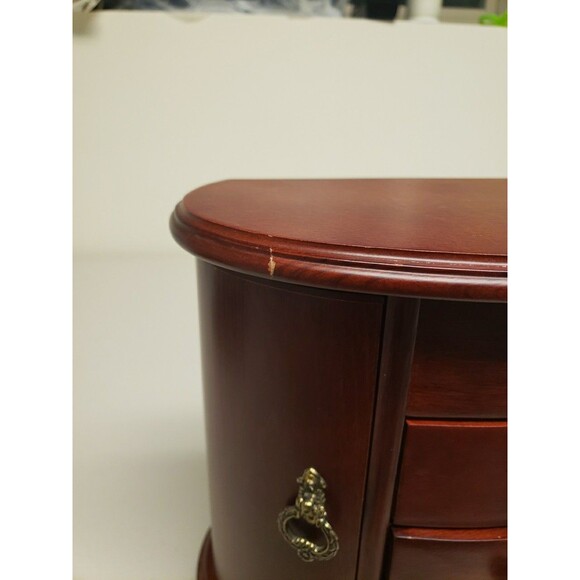 Vintage Mele & Co Wood Jewelry Box Mahogany Double Sided Drawers 9"Hx10L wMirror - Picture 9 of 16